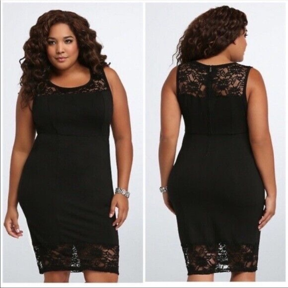 Torrid- Black lace body con dress